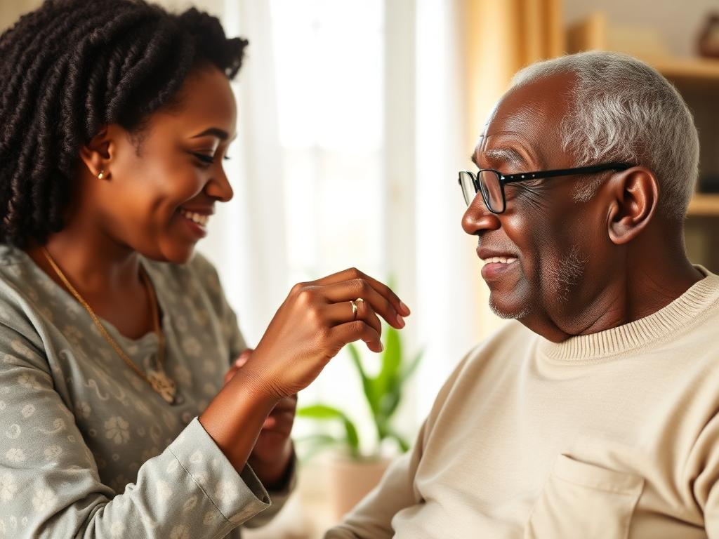 Caregiver and elderly man